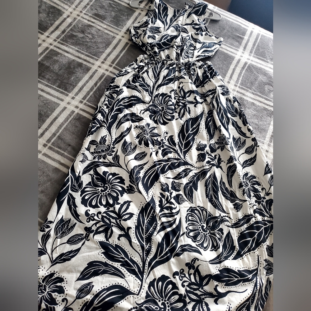 Floral Black and White Dress